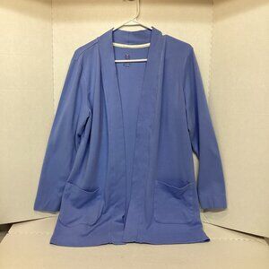 Medium Cardigan w/ Front Pockets Open Front Isaac Mizrahi Live! Blue